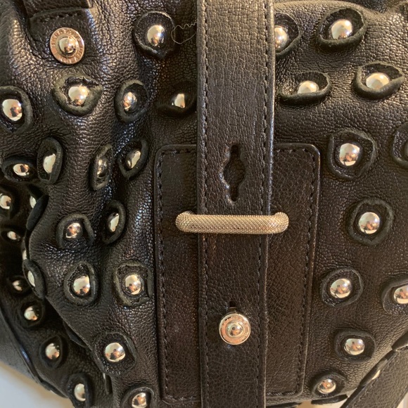 Belstaff Cross Body Black Leather Grommet Handbag CrossBody or Tote! - Picture 8 of 16